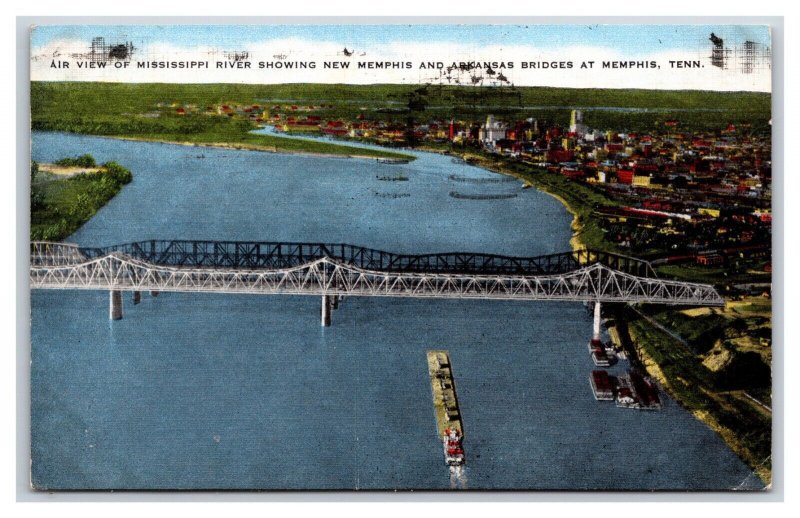 Memphis and Arkansas Bridges Memphis Tennessee TN Linen Postcard R13