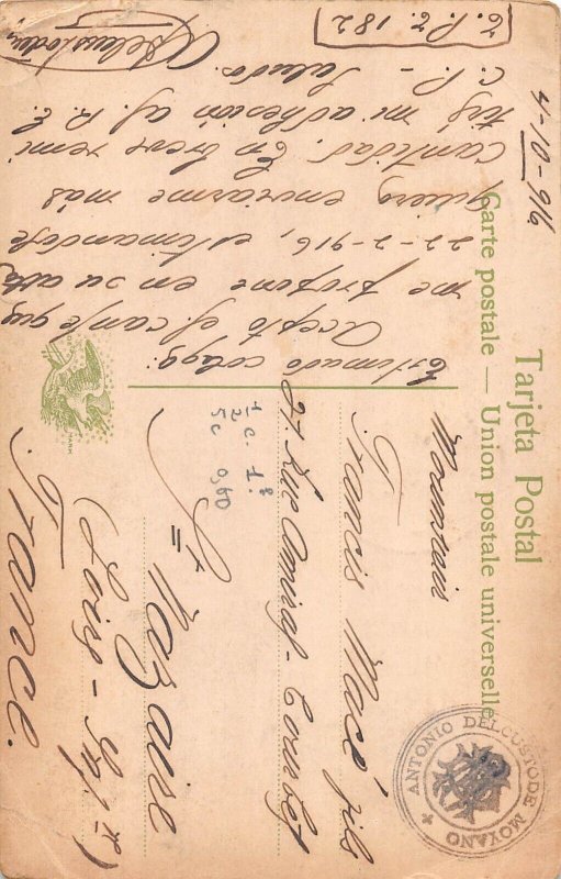 L354 Argentina 1916 Buenos Aires Monumento de Francia Statue vintage postcard