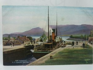 Fort Augustus Steamboat S.S Cavalier Passing Through the Locks Vintage Postcard