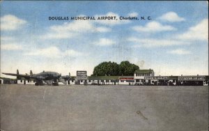 Charlotte North Carolina Douglas Municipal Airport Vintage Postcard