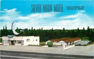 1950s Seattle Washington Silver Moon Motel MWM Postcard roadside 20-2296