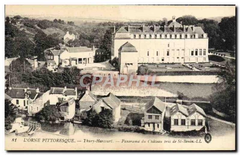 Postcard Old Thury Harcourt Panorama Chateau Taken from St Benin