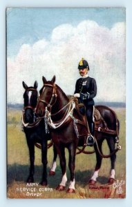 Tuck Oilette Army Service Corps Driver with horses no. 9167 signed UK Postcard