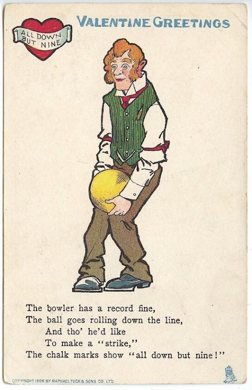 Raphael Tuck Valentine Greetings The Bowler Postcard 