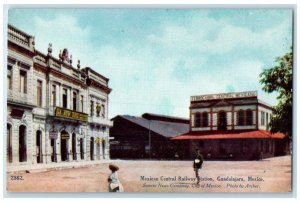 c1910 Mexican Central Railway Station Guadalajara Mexico Antique Postcard