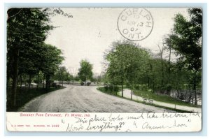 1907 Swinney Park Entrance Fort Wayne Indiana IN Berlin Ontario Postcard 