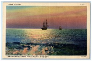 c1940's Greetings From Rockaway Ocean Twilight Oregon OR Correspondence Postcard