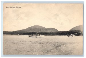 c1930's Scene Steamer Ship Bar Harbor Maine ME Unposted Vintage Postcard