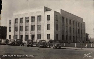 Bozeman MT Court House & Cars SANBORN Real Photo Postcard