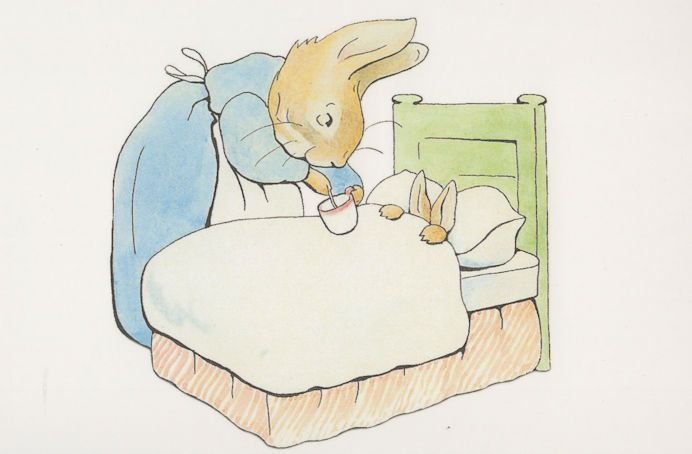 Peter Rabbit Ill In Bed The Tale Of Beatrix Potter 1902 Book Postcard