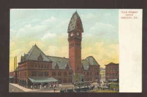 CHICAGO ILLINOIS POLK STREET RAILROAD DEPOT TRAIN STATION VINTAGE POSTCARD