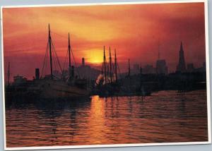 San Francisco sunrise with boats and transamerica pyramid