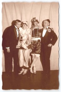 RPPC Costume Party Pierrot Dancer With Men Halloween Or Theatre Postcard Y28