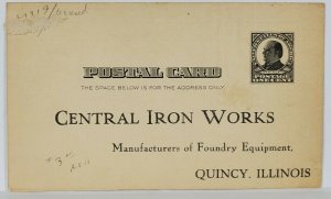 Central Iron Works Quincy Illinois Mfg of Foundry Equipment Postcard R16