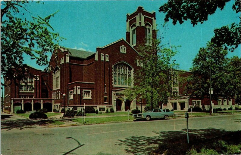 First Methodist Church South Bend Indiana IN Postcard Dexter VTG UNP Old Car 