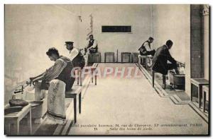 Old Postcard popular men Hotel Rue de Charonne Paris foot baths Hall