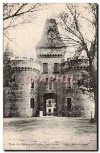 Old Postcard Gate Busset castle near Vichy