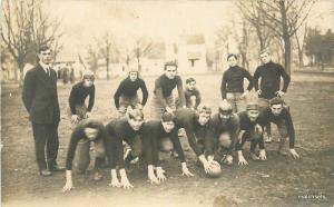 C-1910 High School Football Team Coach Group Photo RPPC real photo Kruxo 7377