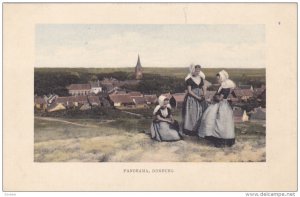 DOMBURG, Zeeland, Netherlands; Panorama, Dutch girls overlooking the village,...