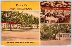 DOPPELT'S HIGH POINT RESTAURANT*ATLANTIC HIGHLANDS NEW JERSEY*LINEN POSTCARD