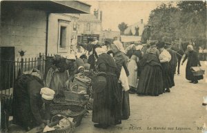 1918 Women Shopping in The Vegetable Market, Bloise France Vintage Postcard