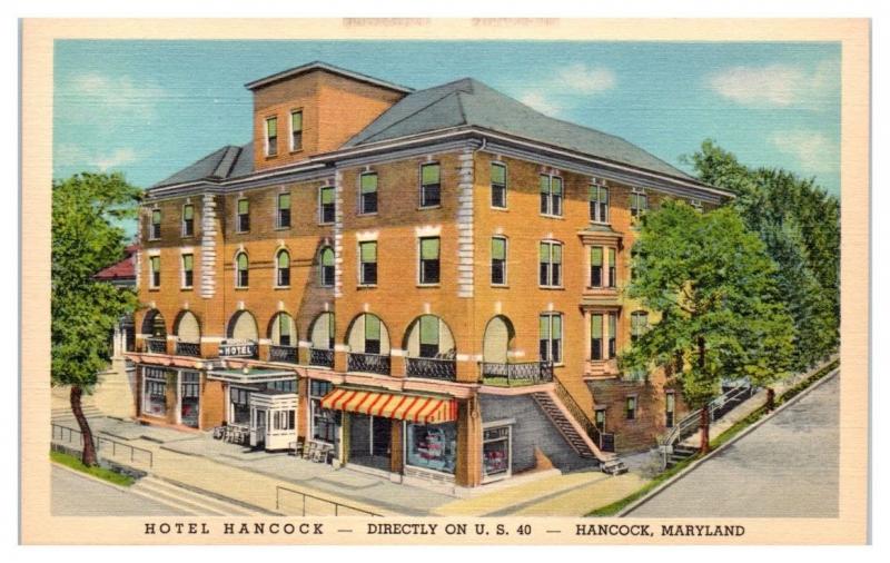 Mid-1900s Hotel Hancock, Hancock, MD Postcard