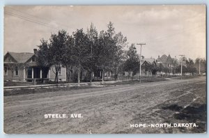 Hope North Dakota ND Postcard RPPC Photo Steele Avenue Dirt Road 1912 Antique