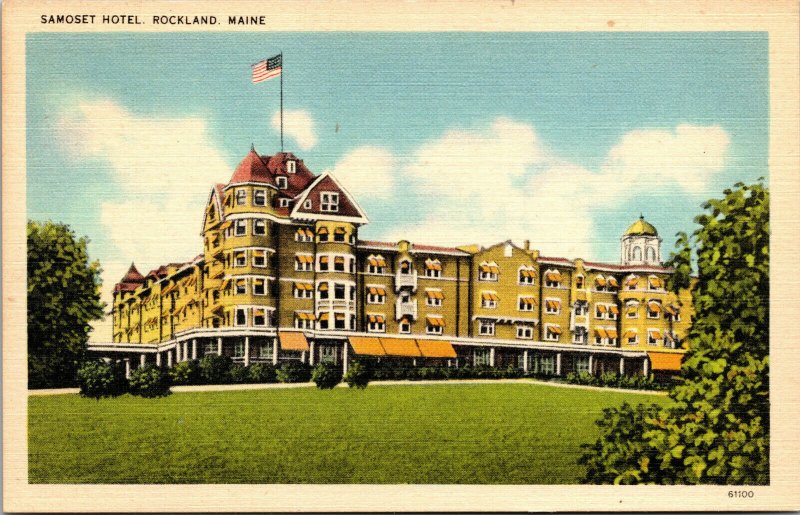 Vtg 1930s Samoset Hotel Rockland Maine ME Unused Linen Postcard