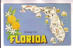 Pictorial Map, Florida,  Used 1962