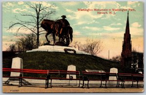 Vtg Newark New Jersey NJ Washington Monument In Park 1910s View Old Postcard