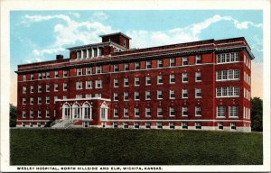 Postcard Wesley Hospital, North Hillside and Elm in Wichita, Kansas~133241