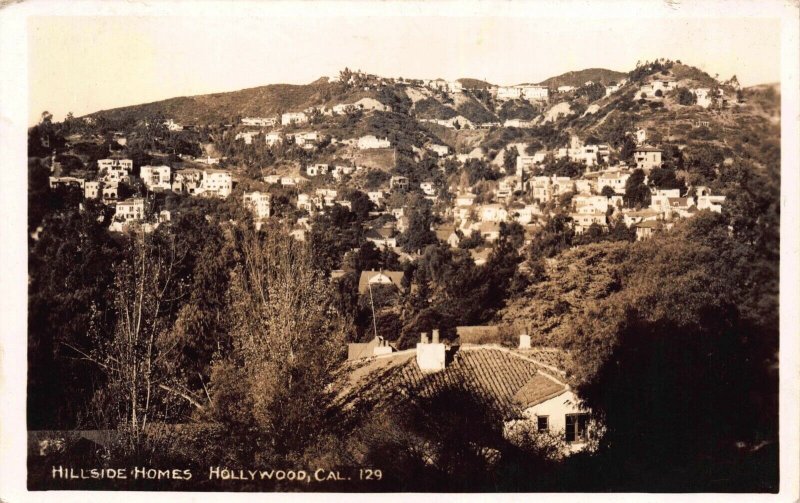 Real Photo Postcard Hillside Homes in Hollywood, California~124069