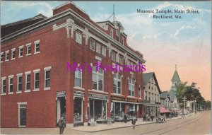 America Postcard - Rockland, Maine, Masonic Temple, Main Street HM455