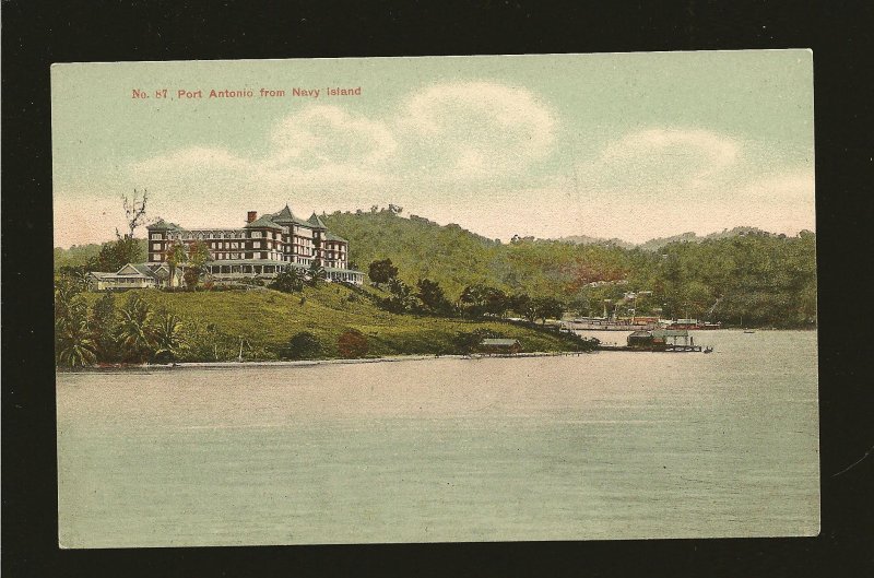 Vintage Port Antonio from Navy Island Jamaica UPU Color Postcard