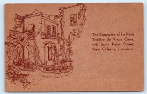 NEW ORLEANS, LA Louisiana ~ Courtyard LE PETIT THEATRE du VIEUX CARRE  Postcard