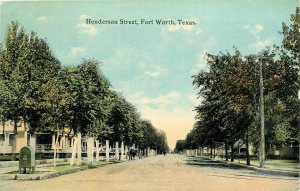 Postcard C1910 Texas Fort Worth Henderson Street trolley mailbox Kress TX24-2641