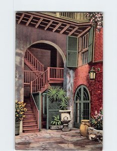 Postcard Old stairway and arch, Brulatour Courtyard, New Orleans, Louisiana