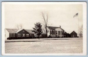 1940's ERA RPPC MEDINA OHIO NEW HOSPITAL*AMERICAN FLAG*AKRON ROAD RT 18