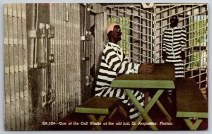 St Augustine Florida~One Of The Cell Blocks @ Old Jail~Vintage Linen Postcard