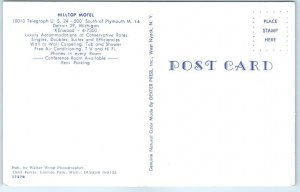 Postcard - Hilltop Motel - Detroit, Michigan
