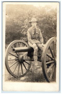 c1910's Military Army Soldier Cannon WWI Paullina Iowa IA RPPC Photo Postcard