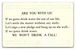 Are You With Us? We Won't Drink A-Tall! Prohibition Postcard