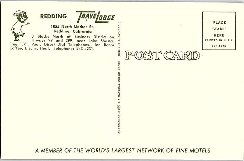 Postcard LODGE SCENE Redding California CA AI9927