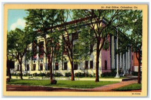 1949 Post Office Building And Trees Columbus Georgia GA Vintage Postcard