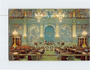 Postcard Senate Chamber of the Capitol Harrisburg Pennsylvania USA