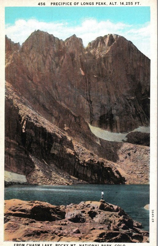 VINTAGE POSTCARD PRECIPICE OF LONGS PEAK ROCKY MOUNTAIN NATL. PARK COLORADO