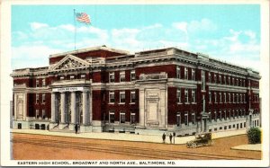 Eastern High School antique car Baltimore Maryland Postcard