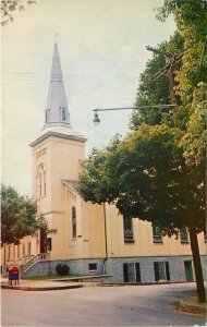 Winchester VA~Red & Blue Mailbox @ Sacred Heart Catholic Church~1950s Postcard