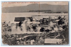 c1910's Ohinemutu From Lake House Hotel Rotorua New Zealand Antique Postcard