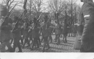 Lot324 military real photo army social history soldiers marching Sweden Lovisa